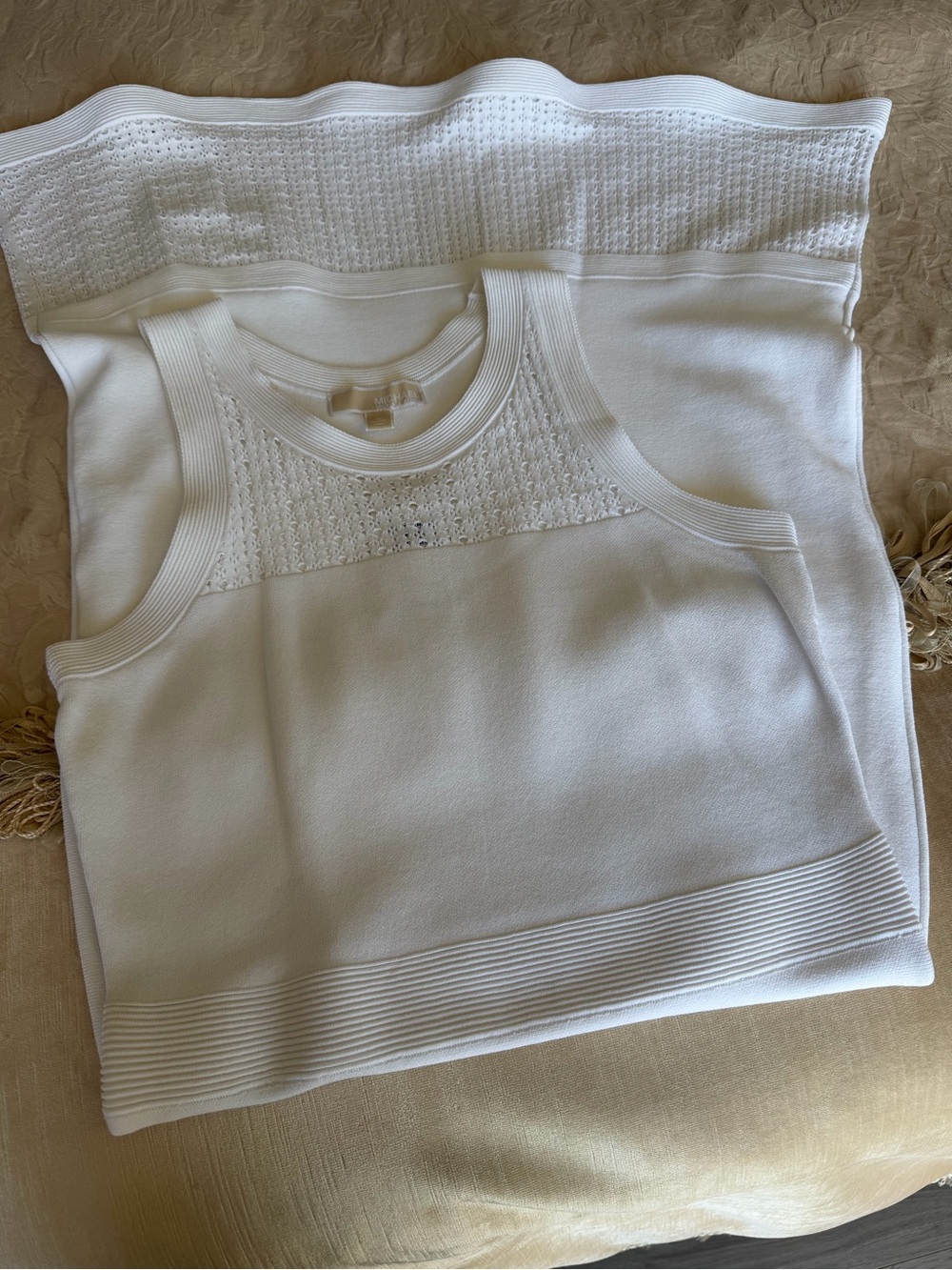 Michael Kors White Sleeveless Knit Dress with Crochet Yoke NWT - Picture 11 of 13